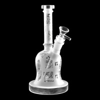 9" Clear Regal Emblem Frosted Water Pipe - [HXCP149S]