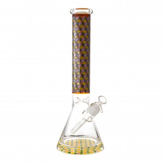 16" 25mm Thick Base Glow In The Dark Checkers Art Beaker Bong 