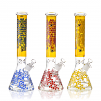 16" 25mm Thick Base Glow In The Dark Honeydrip Art Beaker Bong