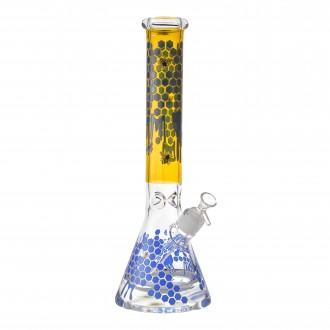 16" 25mm Thick Base Glow In The Dark Honeydrip Art Beaker Bong