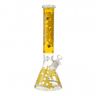16" 25mm Thick Base Glow In The Dark Honeydrip Art Beaker Bong