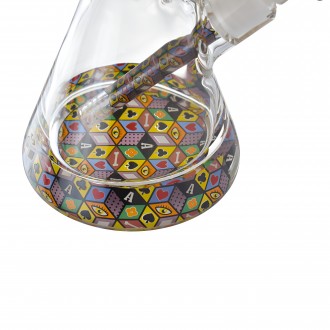 16.5" 25mm Thick Base Ace of Spades Beaker Water Pipe - Glow in the Dark [HXCP244P]