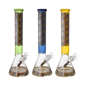 16.5" 25mm Thick Base Ace of Spades Beaker Water Pipe - Glow in the Dark [HXCP244P]