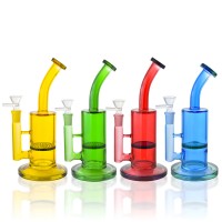 9" Bent Neck Honeycomb Perc Cylindrical Water Pipe - Assorted [HXCP327P]