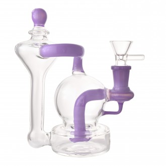 6" Double Chamber Showerhead Perc Recycler Water Pipe - Milky Purple [HXCP347]