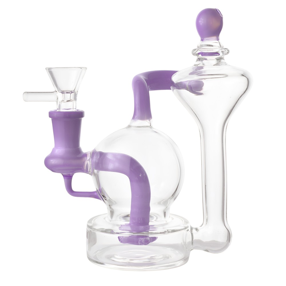 6-inch Double Chamber Showerhead Perc Recycler Water Pipe – Milky Purple