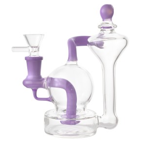 6" Double Chamber Showerhead Perc Recycler Water Pipe - Milky Purple [HXCP347]