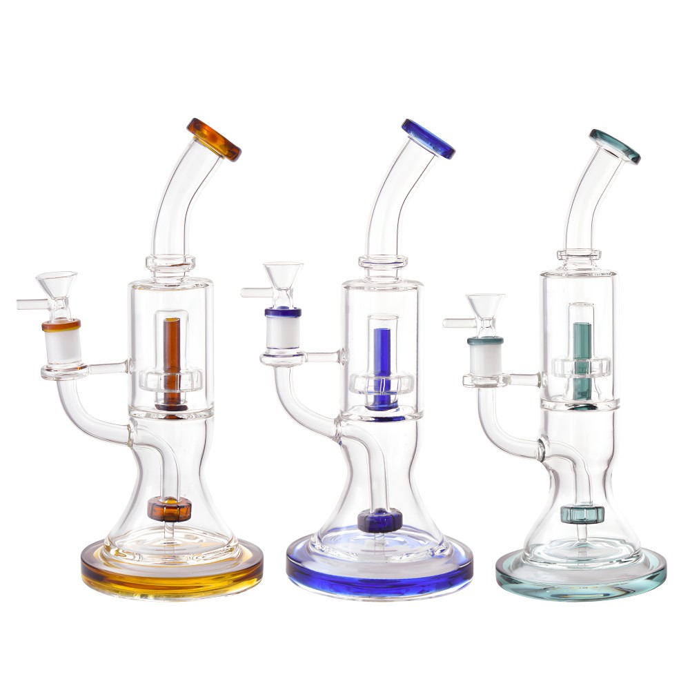 10.5 Inch Dual Matrix Perc Cylindrical Glass Water Pipe