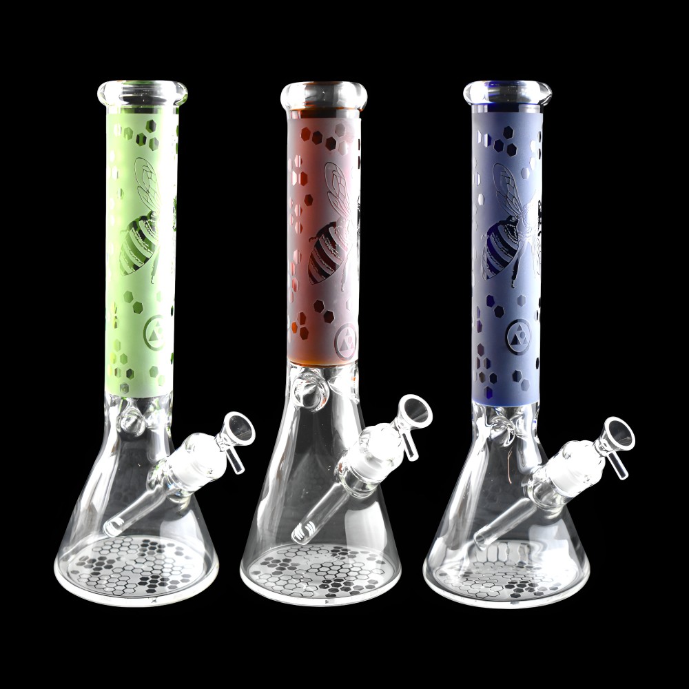 15.5 Inch Honeycomb Art Beaker Glass Water Pipe [HXCP393]