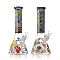 12" 25mm Thick Base Mashroom / Pineapple Art Beaker Bong