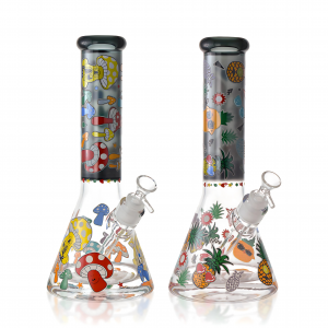 12" 25mm Thick Base Mashroom / Pineapple Art Beaker Bong