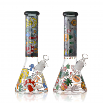 12" 25mm Thick Base Mushroom / Pineapple Art Beaker Bong