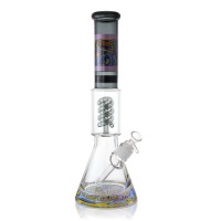 16" 25mm Thick Base Wig Wag Art Spiral Perc Beaker Bong - Assorted Colors