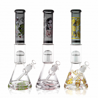 16" 25mm Thick Base Zombie Art Tree Perc Beaker Bong - Assorted Colors