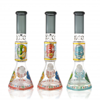 16" 25mm Thick Base Skull Art Tree Perc Beaker Bong - Assorted Colors