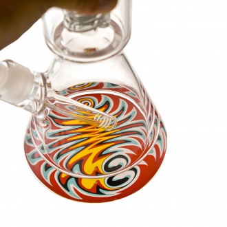 16" 25mm Thick Base Wig Wag Art Spiral Perc Beaker Bong - Assorted Colors