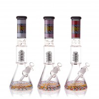 16" 25mm Thick Base Wig Wag Art Spiral Perc Beaker Bong - Assorted Colors