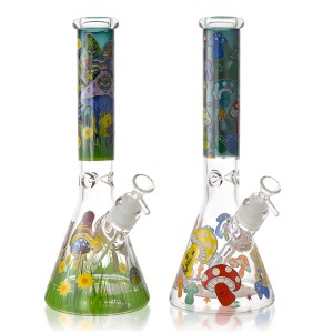13" 25mm Thick Base Mashroom Art Beaker Bong - Assorted Colors