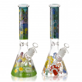13" 25mm Thick Base Mashroom Art Beaker Bong - Assorted Colors