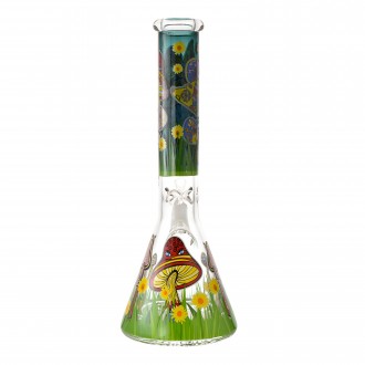 13" 25mm Thick Base Mashroom Art Beaker Bong - Assorted Colors
