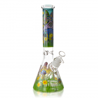 13" 25mm Thick Base Mashroom Art Beaker Bong - Assorted Colors