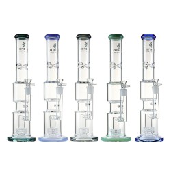 17" High Point Glass Double Chamber Tire Perc Water Pipe Rig - [D-705]