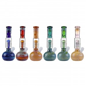 11" High Point Glass Tree Perc Gold Fumed Art Water Pipe [DY-200] 