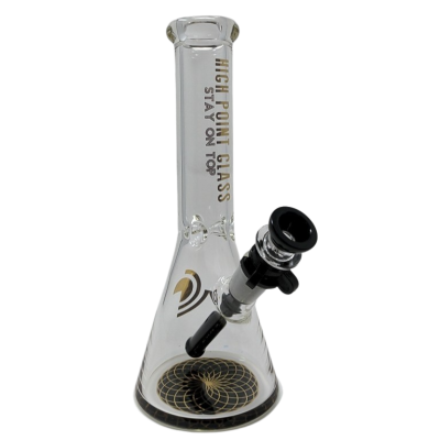 High Point Glass - 10" Decaled Base Beaker With Colored Downsteam & Clip
