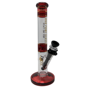 High Point Glass - 12" Straight Cylinder Water Pipe With Clip 14Female [PHX129]