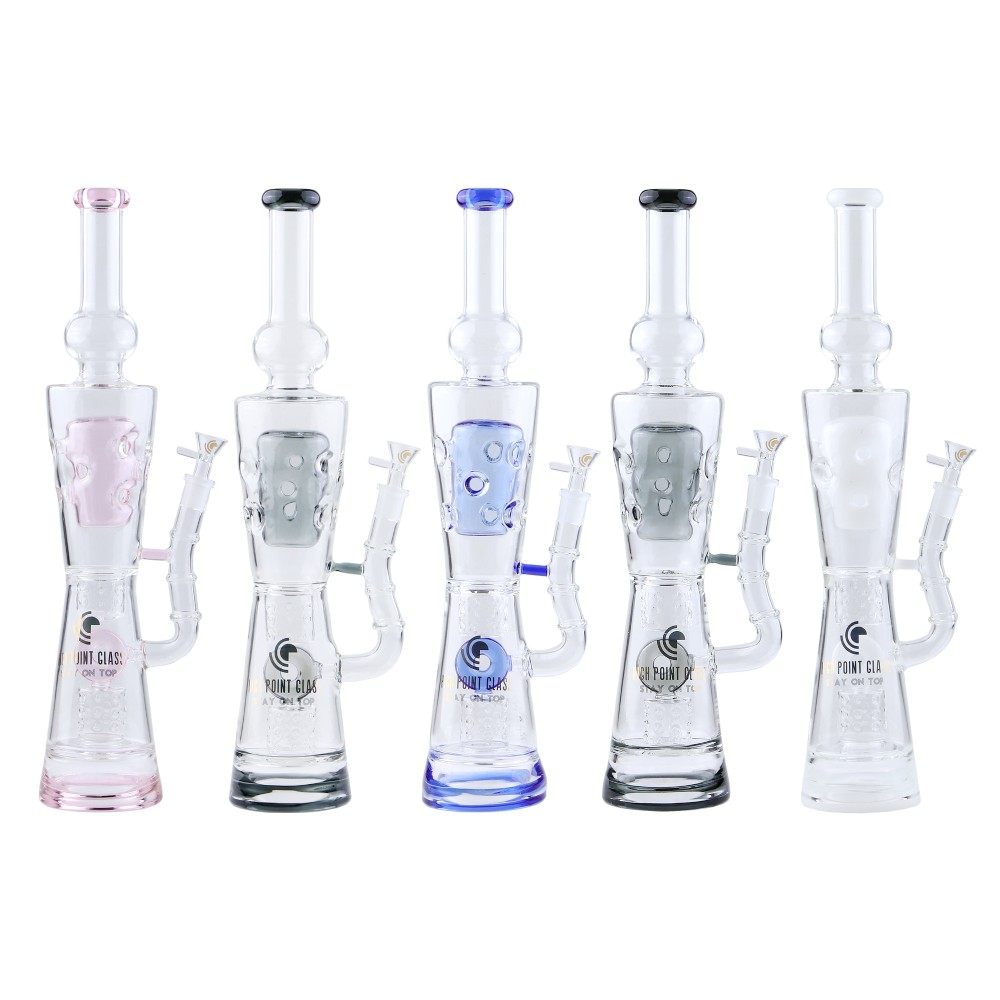 High Point Glass - 19" Donut & Fab Egg Multi Perc Water Pipe Rig - [WPA93]