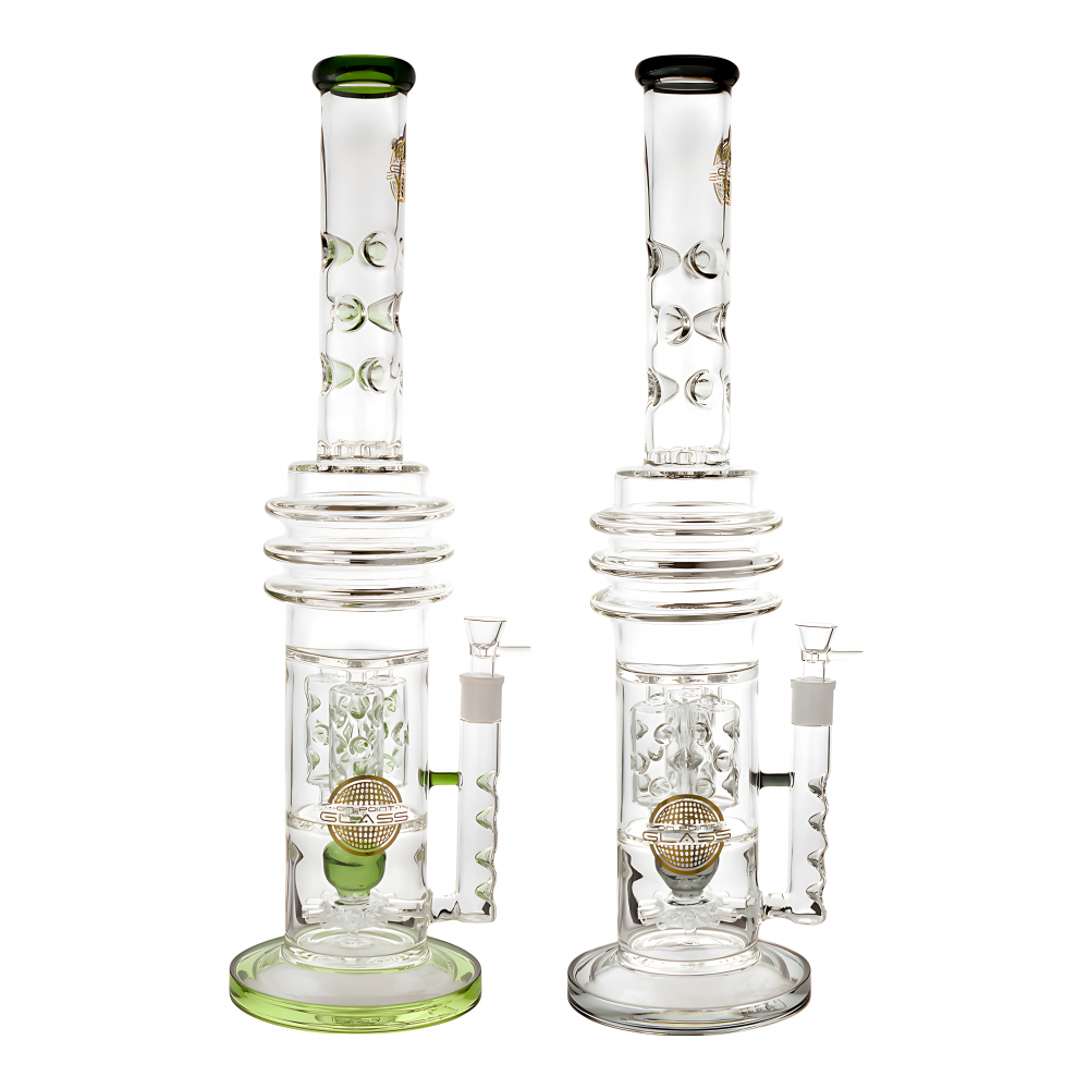 22" Multi Chamber Shower Perc Water Pipe – On Point Glass On Point Glass 22-Inch Multi Chamber Bong with Showerhead Percolator