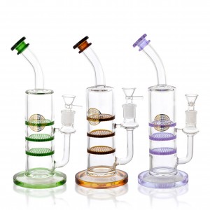 On Point Glass - 10" Tripple HoneyComb Perc Water Pipe