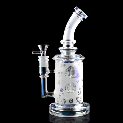 On Point Glass - 10" Sand Blasted Art Shower Perc Water Pipe