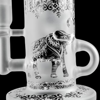 On Point Glass - 10" Sand Blasted Art Incycler Perc Water Pipe - [JA-08]