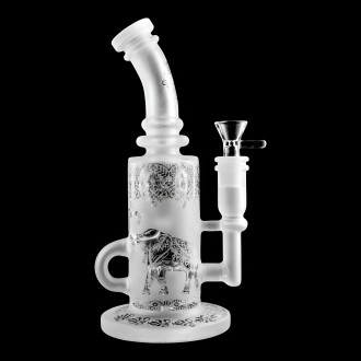 On Point Glass - 10" Sand Blasted Art Incycler Perc Water Pipe - [JA-08]