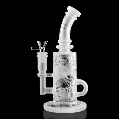 On Point Glass - 10" Sand Blasted Art Incycler Perc Water Pipe - [JA-08]