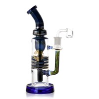 On Point Glass - 11" Multi Disk Incycler / Recycler Combo Water Pipe - Blue