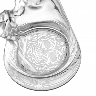 On Point Glass - 15.5" Color Tube Sand Blasted Art 25mm Thick Base Beaker Bong - Assorted Colors