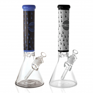 On Point Glass - 14" Color Tube Sand Blasted Art Beaker Bong - Assorted Colors