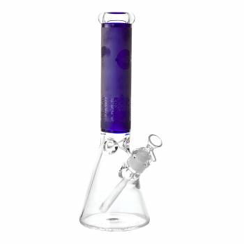 On Point Glass - 14" Color Tube Sand Blasted Art Beaker Bong - Blue