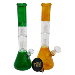 12'' 2 Dome Perc Colored Water Pipe [JA51]