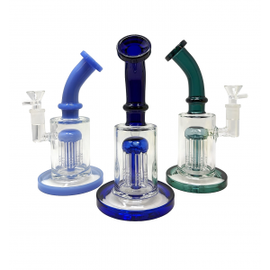 9" Bent Neck W/ 8 Arm Tree Perc Water Pipe [JD023]