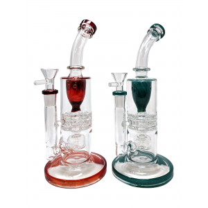 10.4"  USA Color Matrix Perc Color Lip & Rim Bent Neck Water Pipe [JD196]