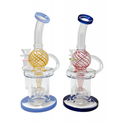 9" Color Swirl Ball Recycler Water Pipe [JD699] 