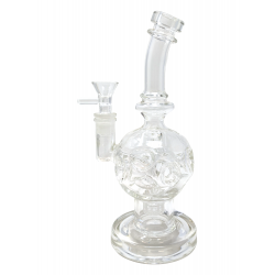 8" Clear Glass Fab Egg with Showerhead Perc Water Pipe Rig - [JD767]