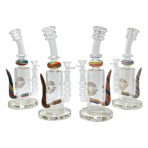 On Point Glass - 10" Assorted Wig Wag Spike Inline Perc Straight Water Pipe - [JD940]