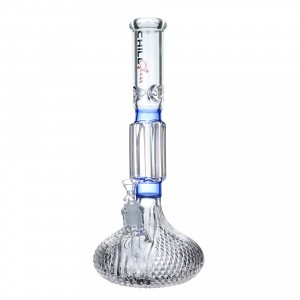 Chill Glass - 16" 7MM Diamond Tube Embosed Art Flask Work Beaker Water Pipe 