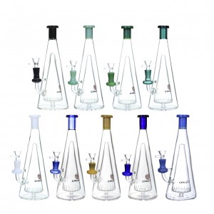 10.8" Chill Glass Double Barrel Pyramid Shape Water Pipe [JLD-86]