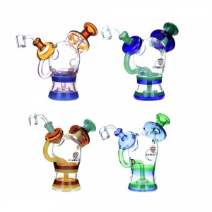 7.5" Chill Glass Fab Egg UFO Style Color Trim Water Pipe [JLE-109] 