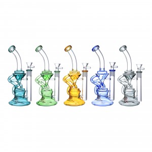 9" Chill Glass Color Trim Recycler Water Pipe [JLE-245] 